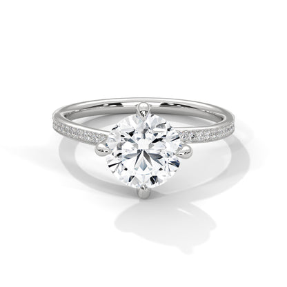 Round Accented Lab Grown Diamond Engagement Ring