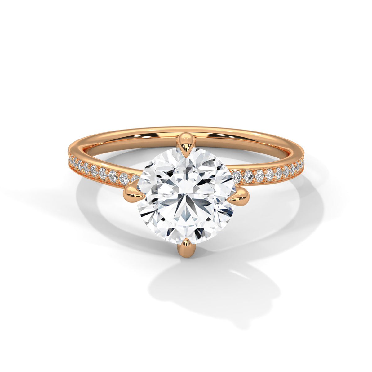 Round Accented Lab Grown Diamond Engagement Ring