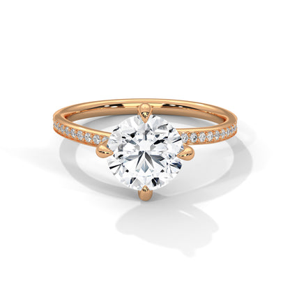 Round Accented Lab Grown Diamond Engagement Ring