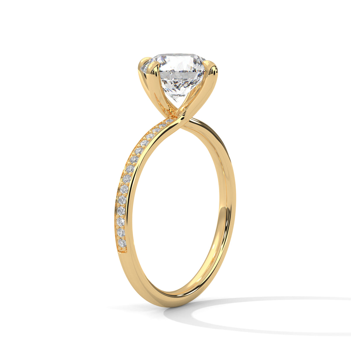 Round Accented Lab Grown Diamond Engagement Ring