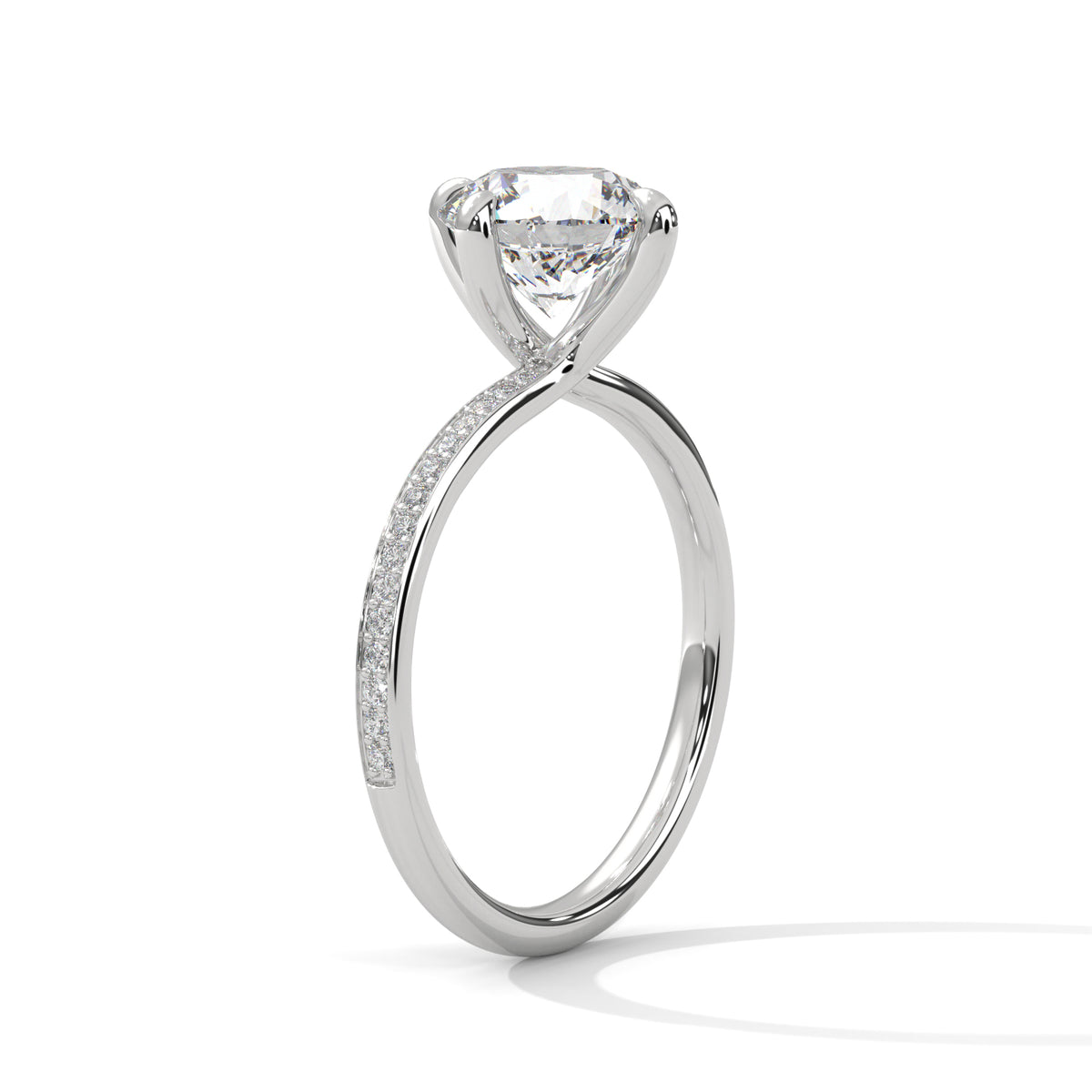 Round Accented Lab Grown Diamond Engagement Ring