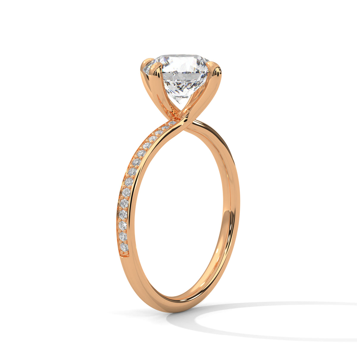 Round Accented Lab Grown Diamond Engagement Ring