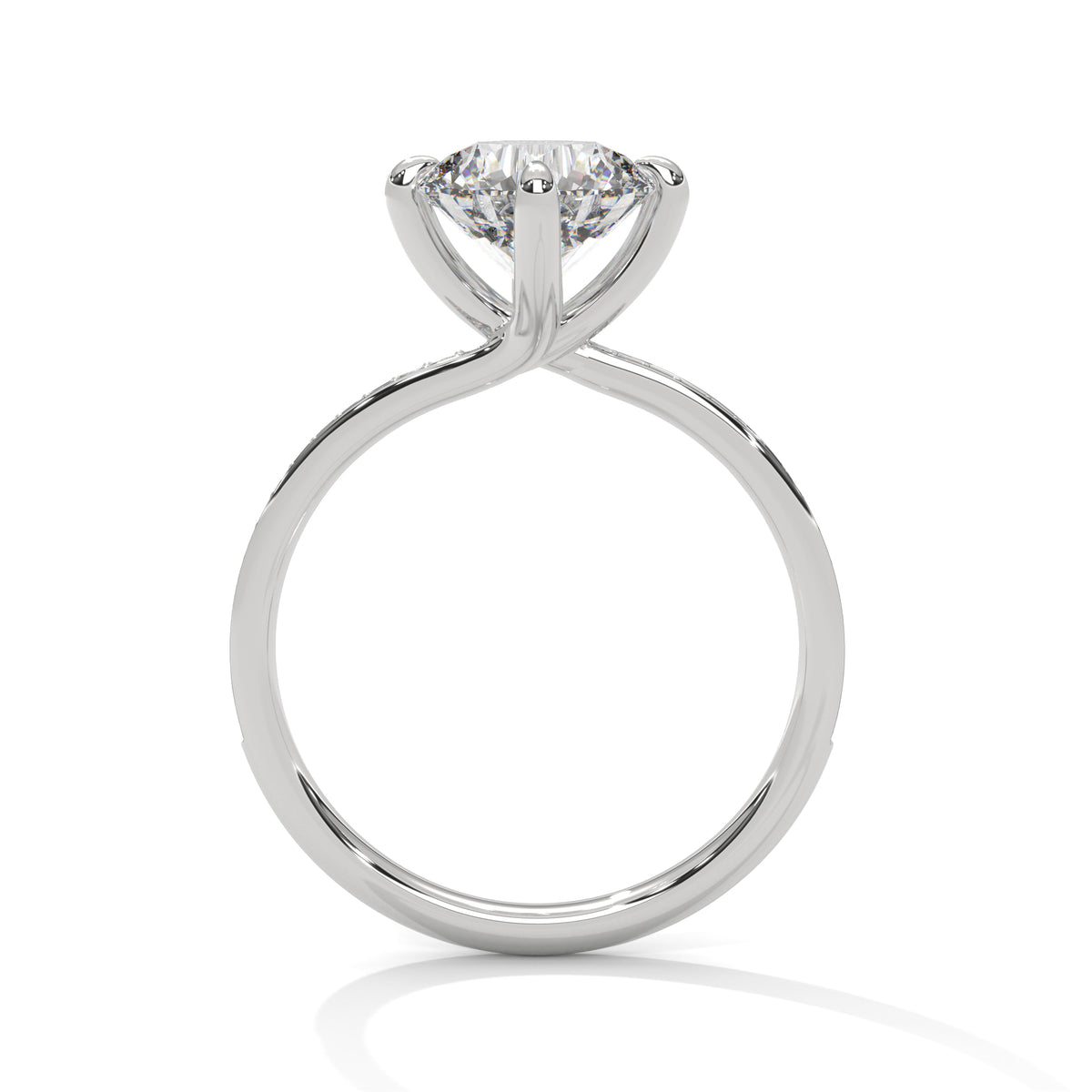 Round Accented Lab Grown Diamond Engagement Ring