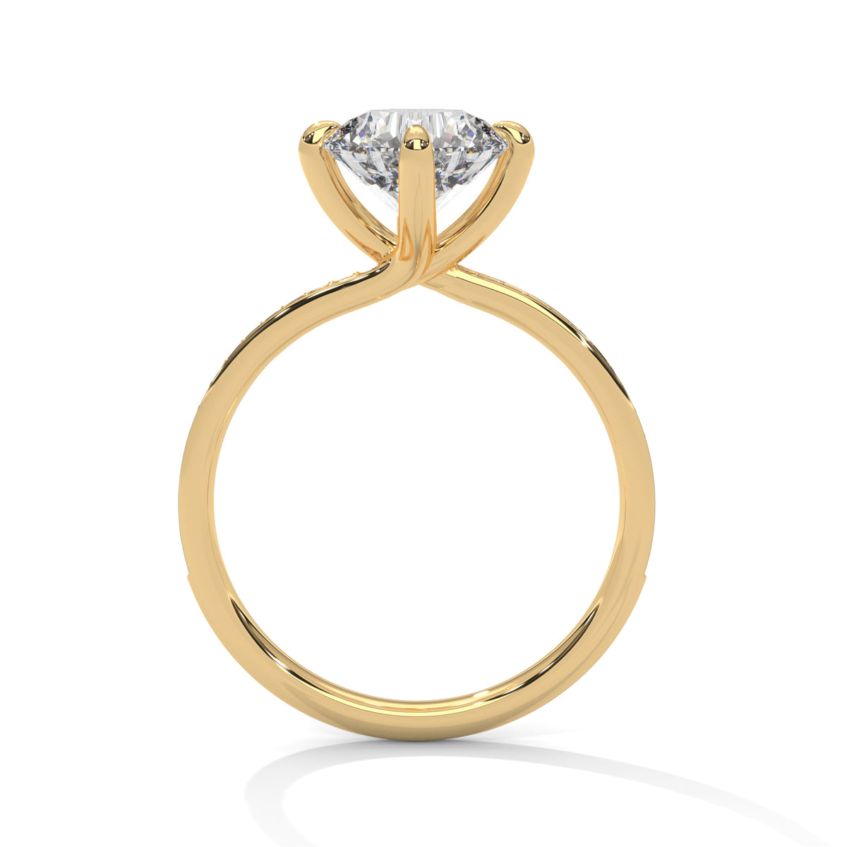 Round Accented Lab Grown Diamond Engagement Ring