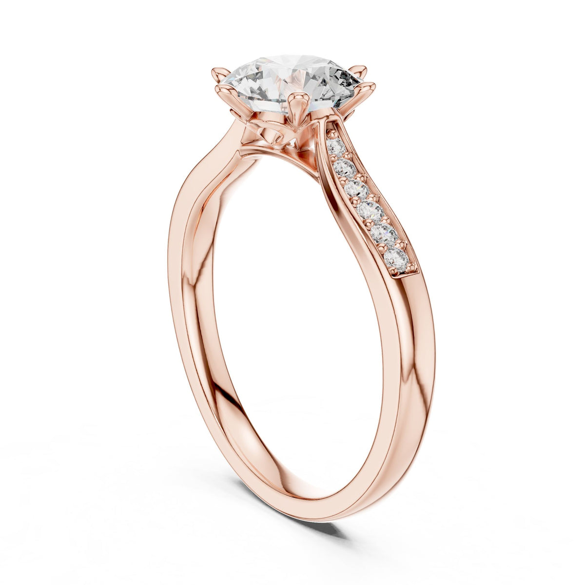 Round Accented Lab Grown Diamond Engagement Ring