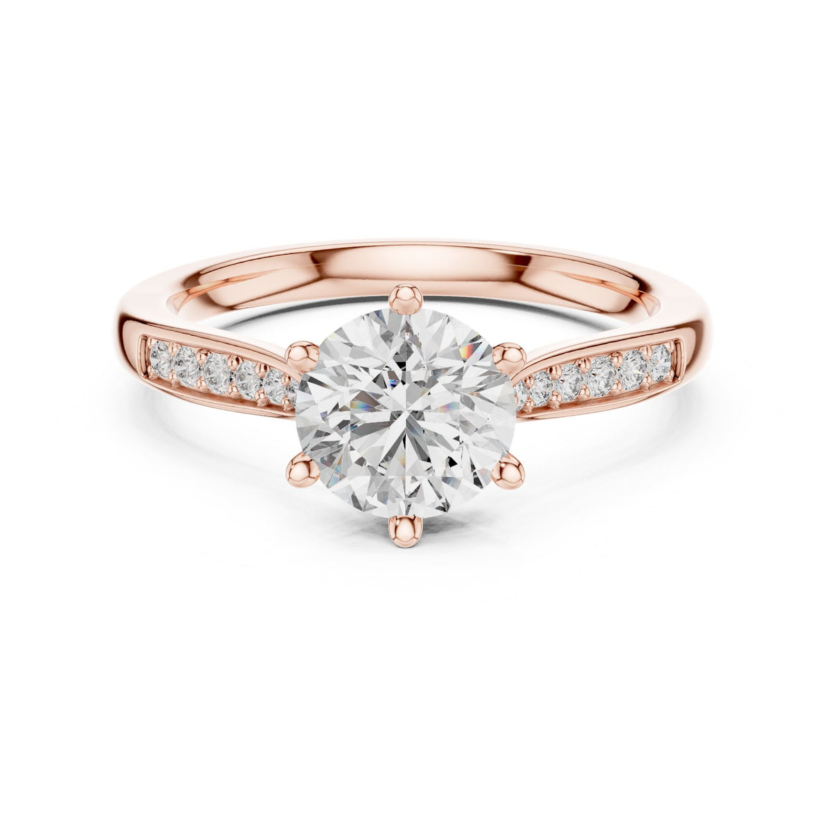 Round Accented Lab Grown Diamond Engagement Ring
