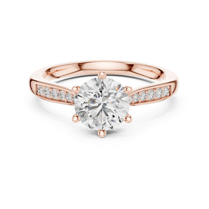 Round Accented Lab Grown Diamond Engagement Ring