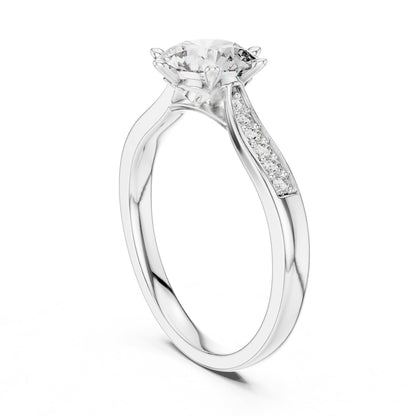 Round Accented Lab Grown Diamond Engagement Ring