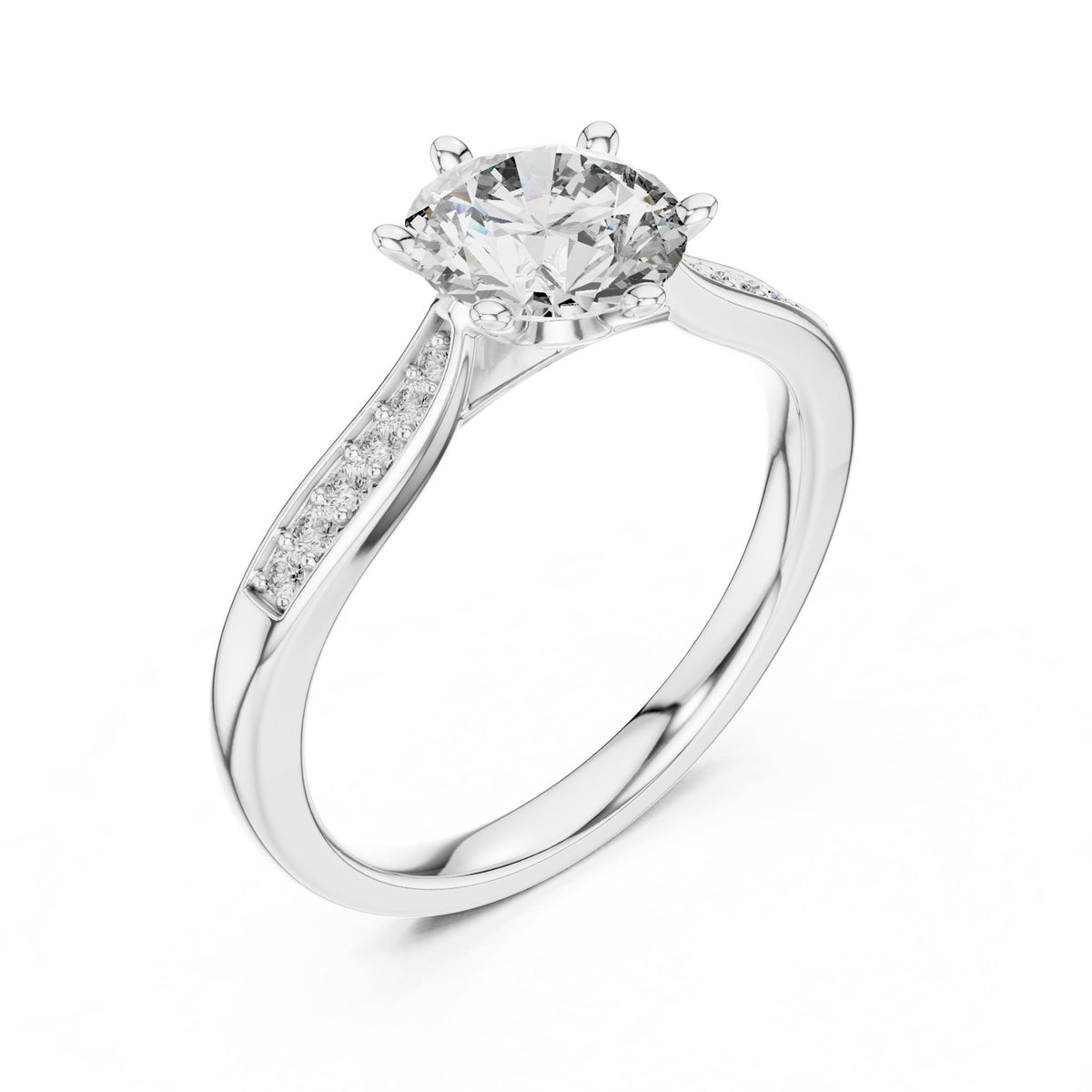 Round Accented Lab Grown Diamond Engagement Ring