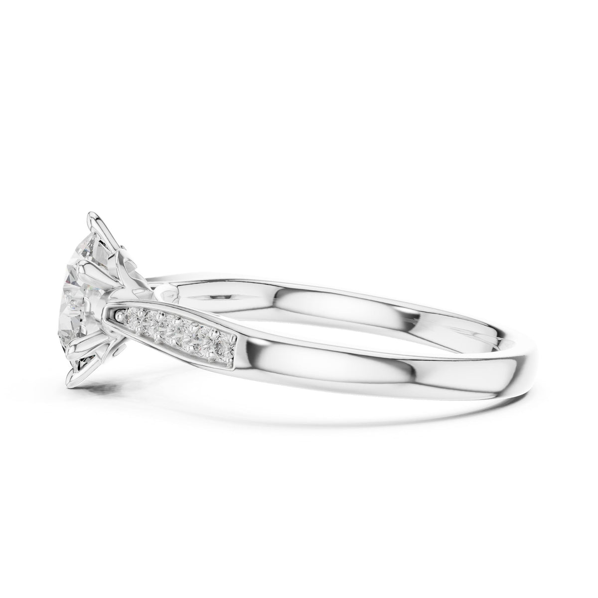 Round Accented Lab Grown Diamond Engagement Ring