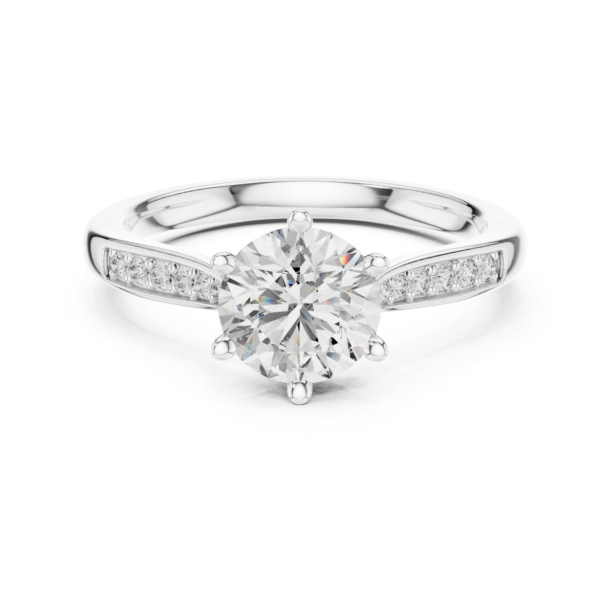 Round Accented Lab Grown Diamond Engagement Ring