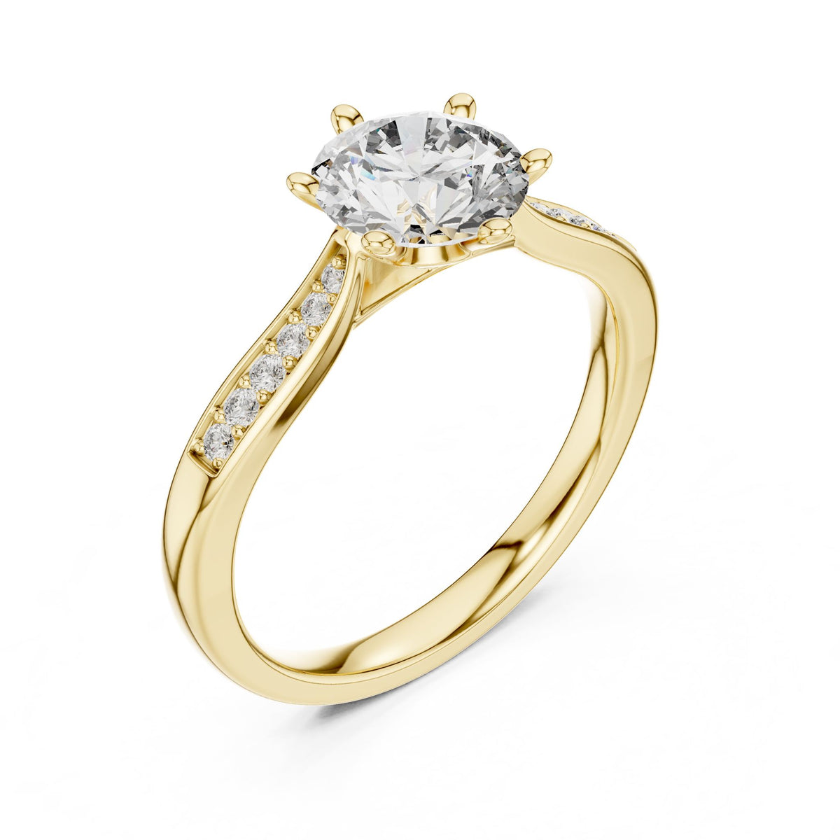Round Accented Lab Grown Diamond Engagement Ring
