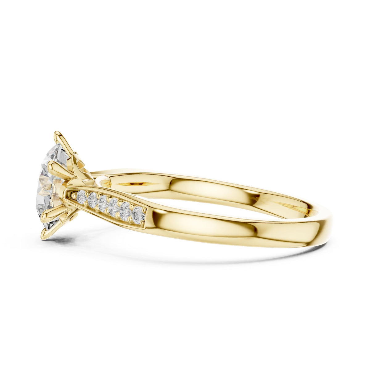 Round Accented Lab Grown Diamond Engagement Ring