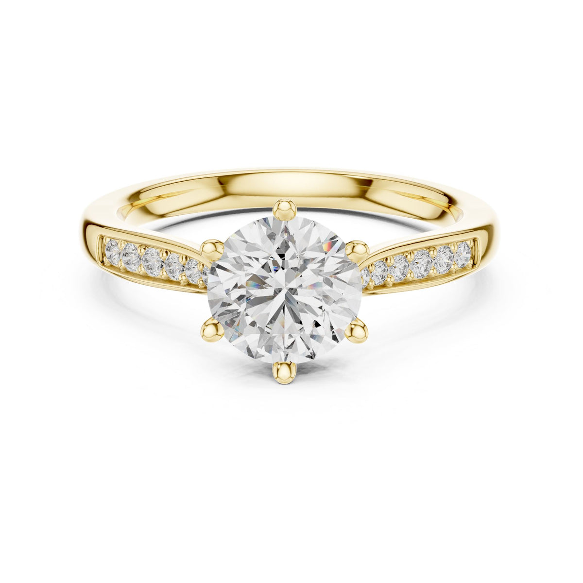 Round Accented Lab Grown Diamond Engagement Ring