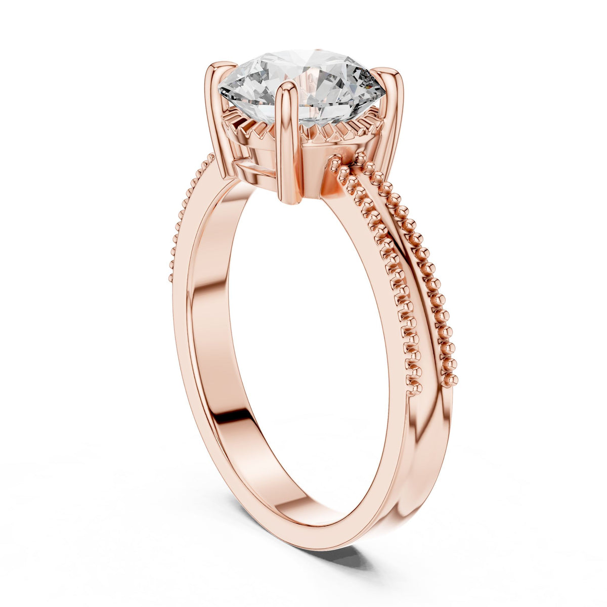 Round Accented Lab Grown Diamond Engagement Ring