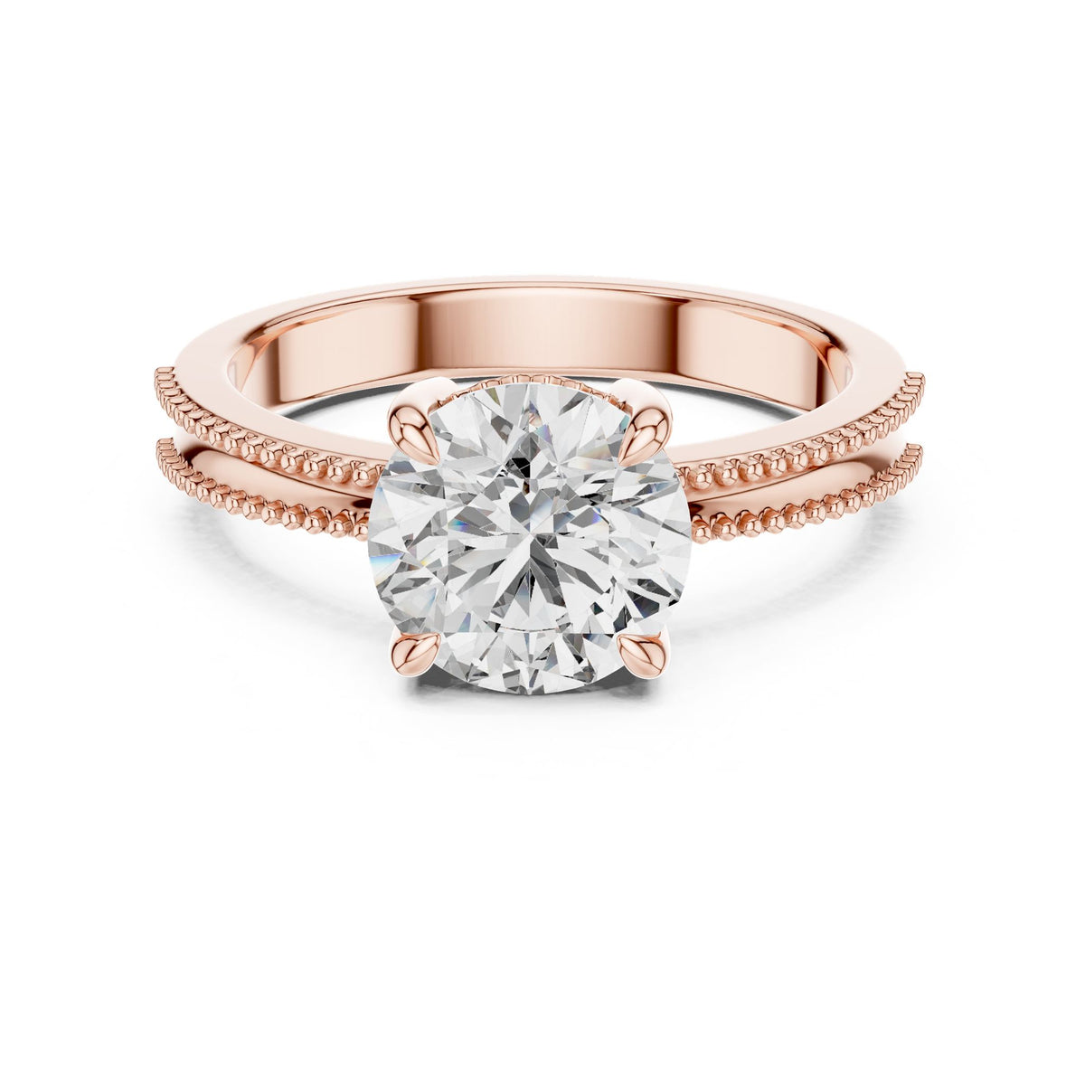 Round Accented Lab Grown Diamond Engagement Ring