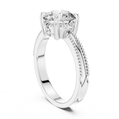 Round Accented Lab Grown Diamond Engagement Ring