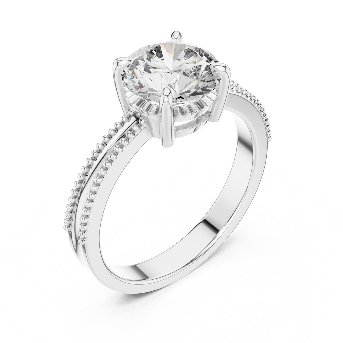 Round Accented Lab Grown Diamond Engagement Ring
