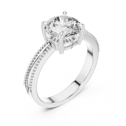 Round Accented Lab Grown Diamond Engagement Ring