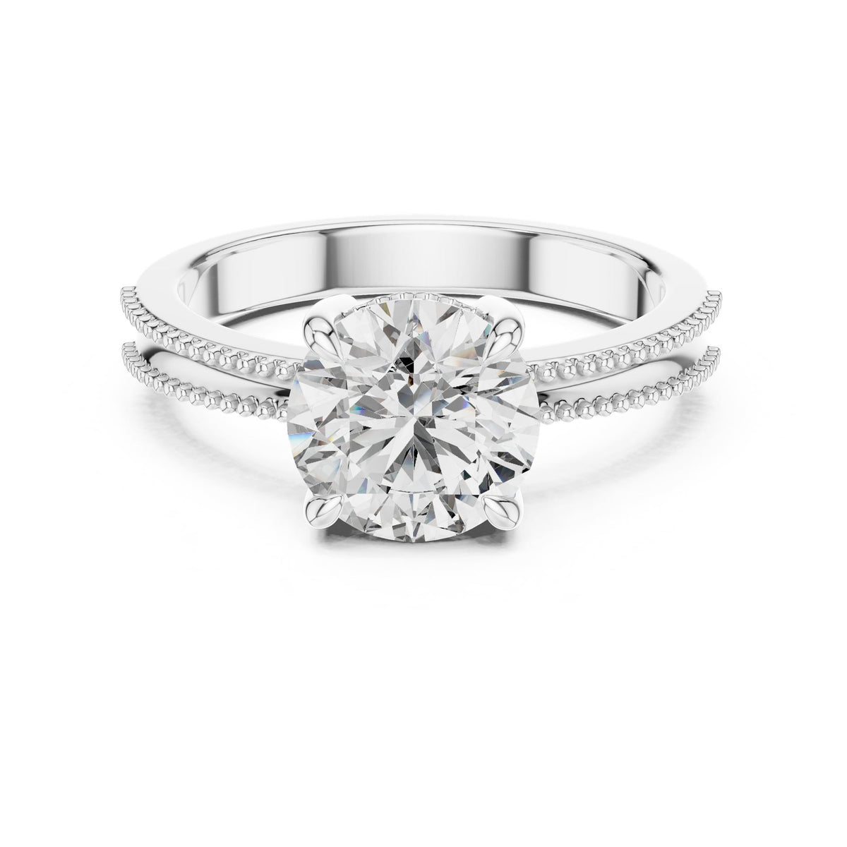 Round Accented Lab Grown Diamond Engagement Ring