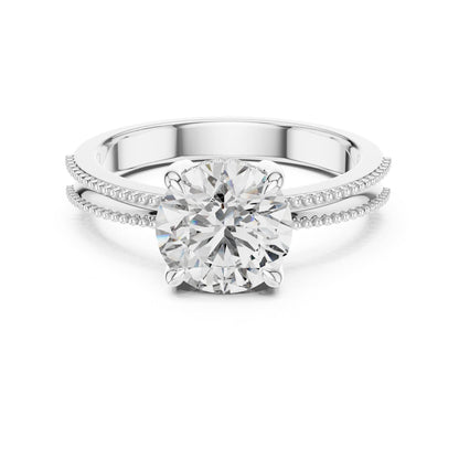 Round Accented Lab Grown Diamond Engagement Ring