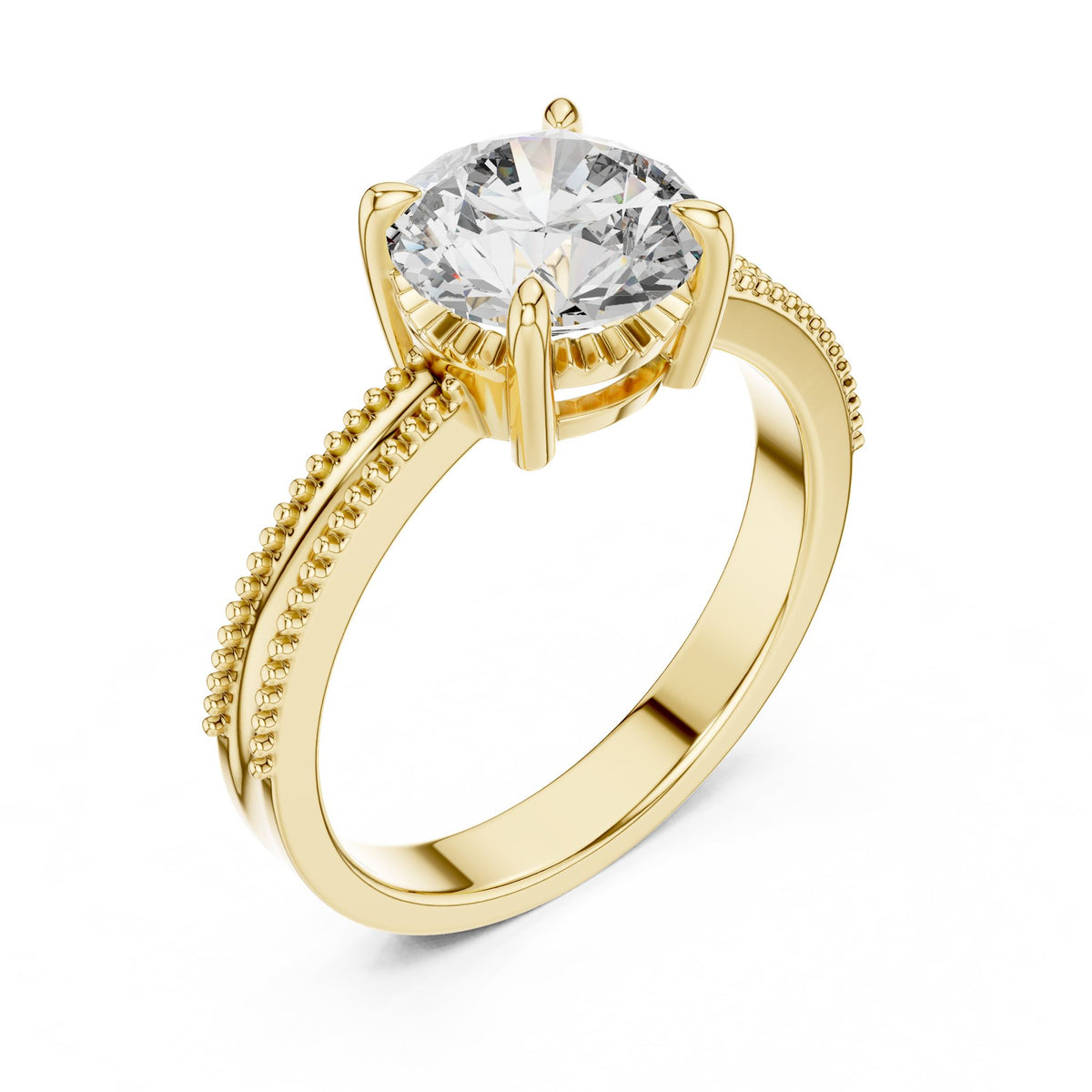 Round Accented Lab Grown Diamond Engagement Ring