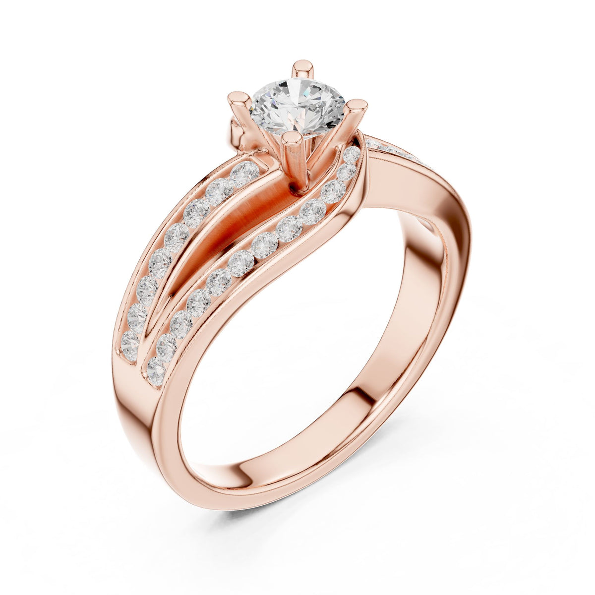 Round Accented Lab Grown Diamond Engagement Ring