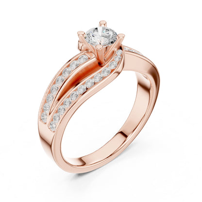 Round Accented Lab Grown Diamond Engagement Ring
