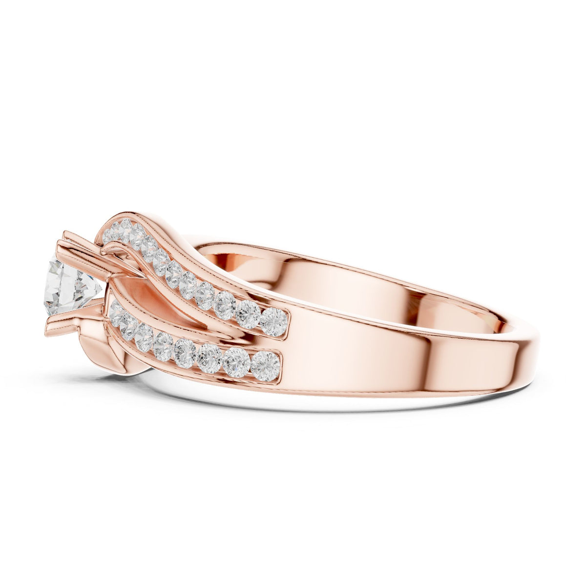 Round Accented Lab Grown Diamond Engagement Ring