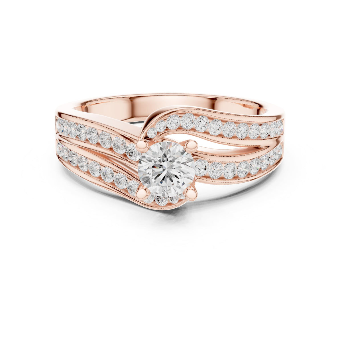 Round Accented Lab Grown Diamond Engagement Ring