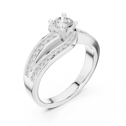 Round Accented Lab Grown Diamond Engagement Ring