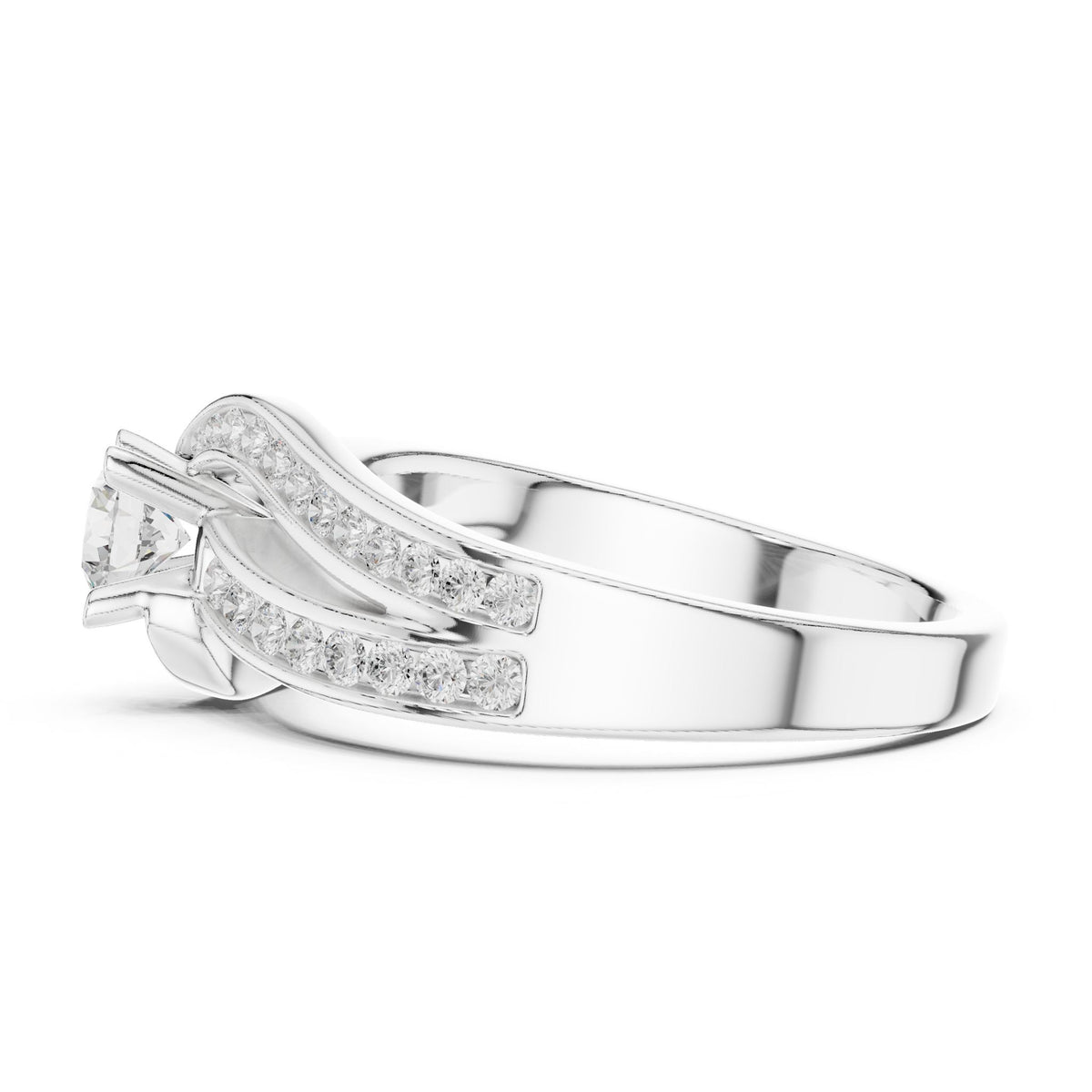 Round Accented Lab Grown Diamond Engagement Ring