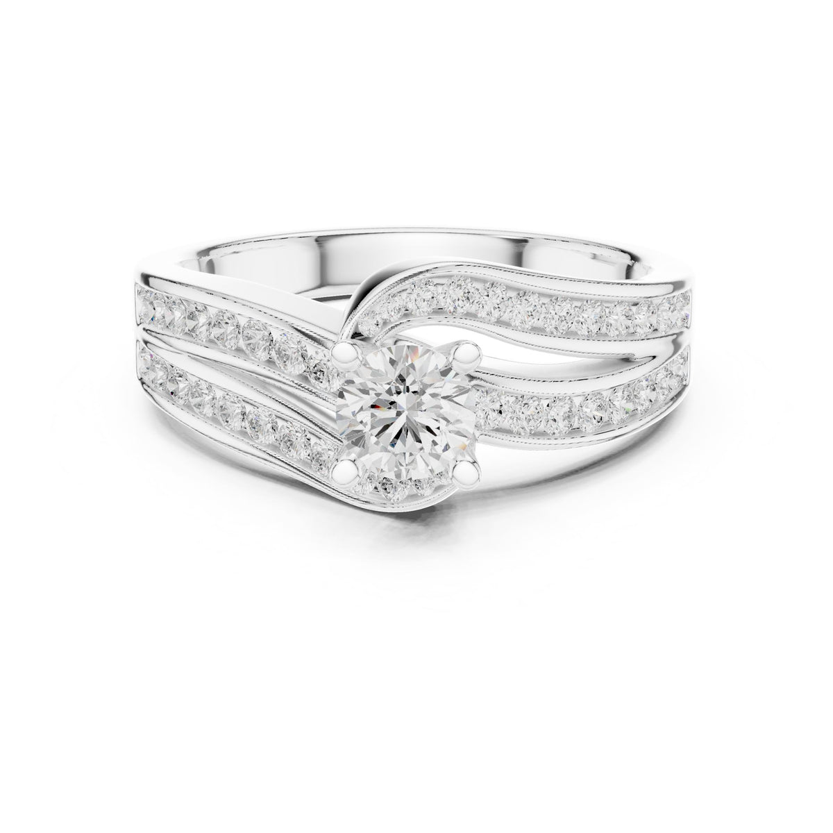Round Accented Lab Grown Diamond Engagement Ring
