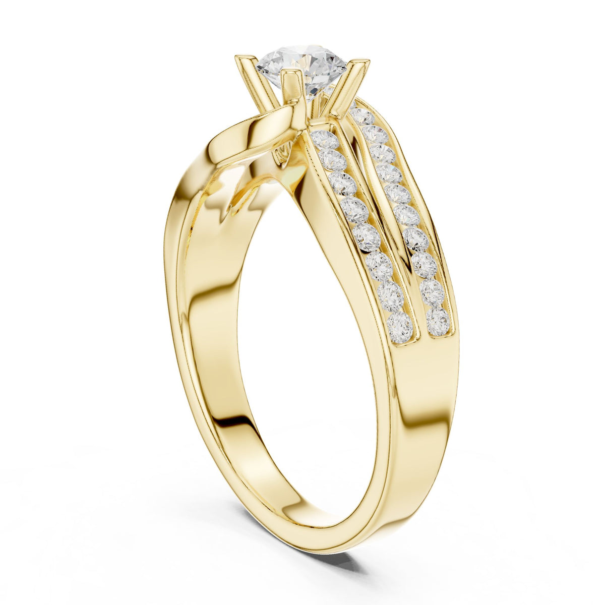 Round Accented Lab Grown Diamond Engagement Ring