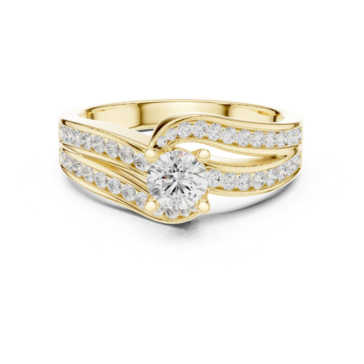 Round Accented Lab Grown Diamond Engagement Ring