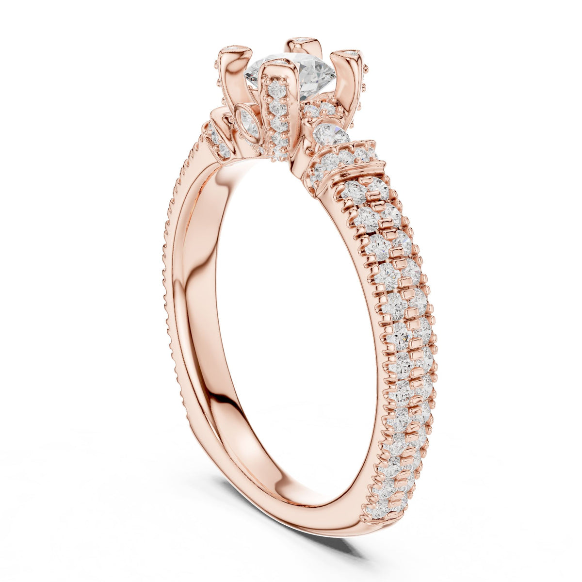 Round Accented Lab Grown Diamond Engagement Ring