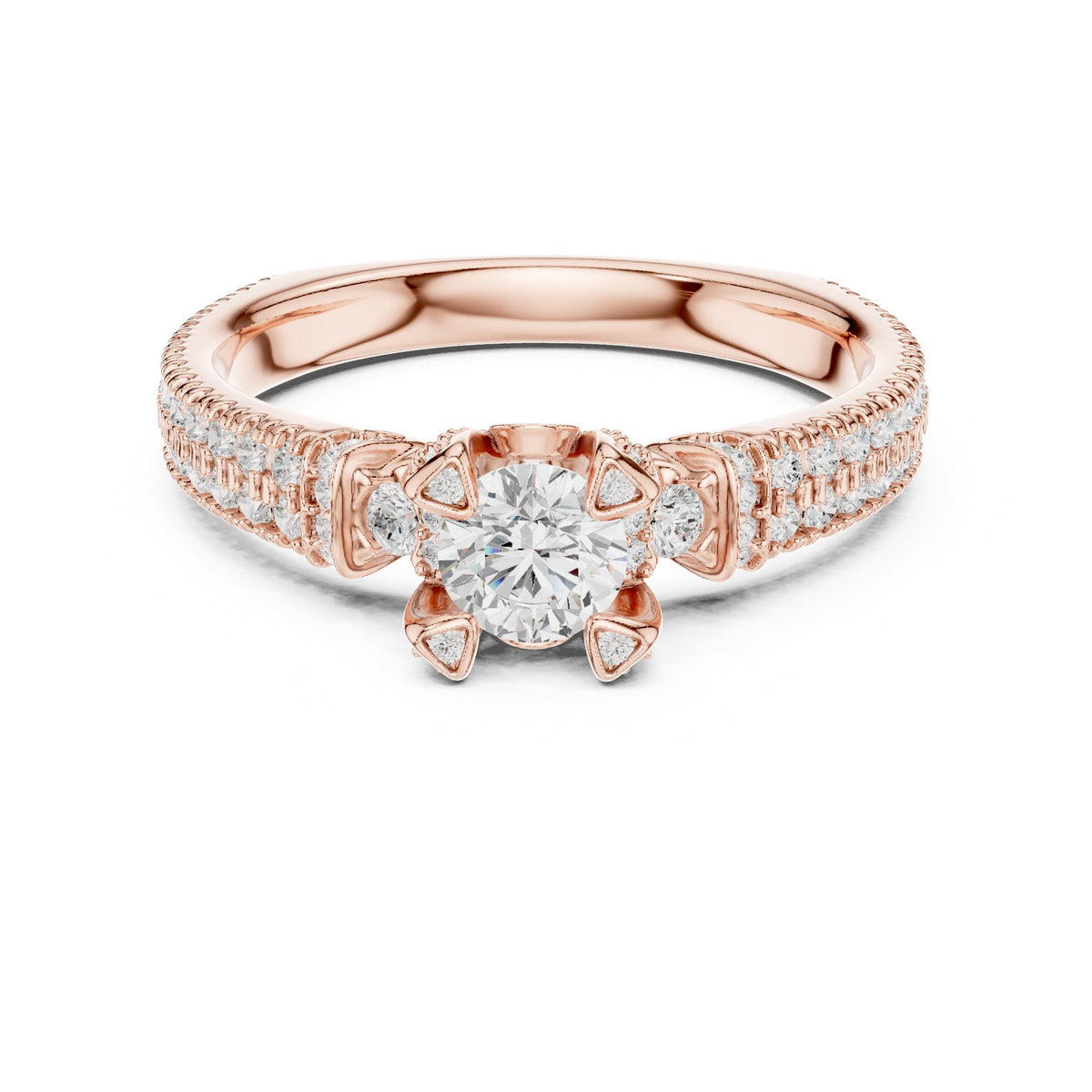 Round Accented Lab Grown Diamond Engagement Ring