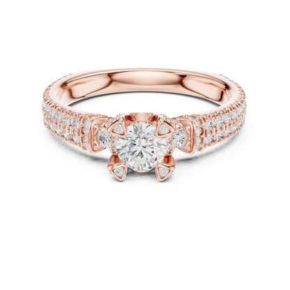 Round Accented Lab Grown Diamond Engagement Ring