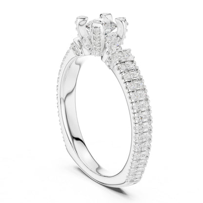 Round Accented Lab Grown Diamond Engagement Ring