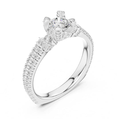 Round Accented Lab Grown Diamond Engagement Ring