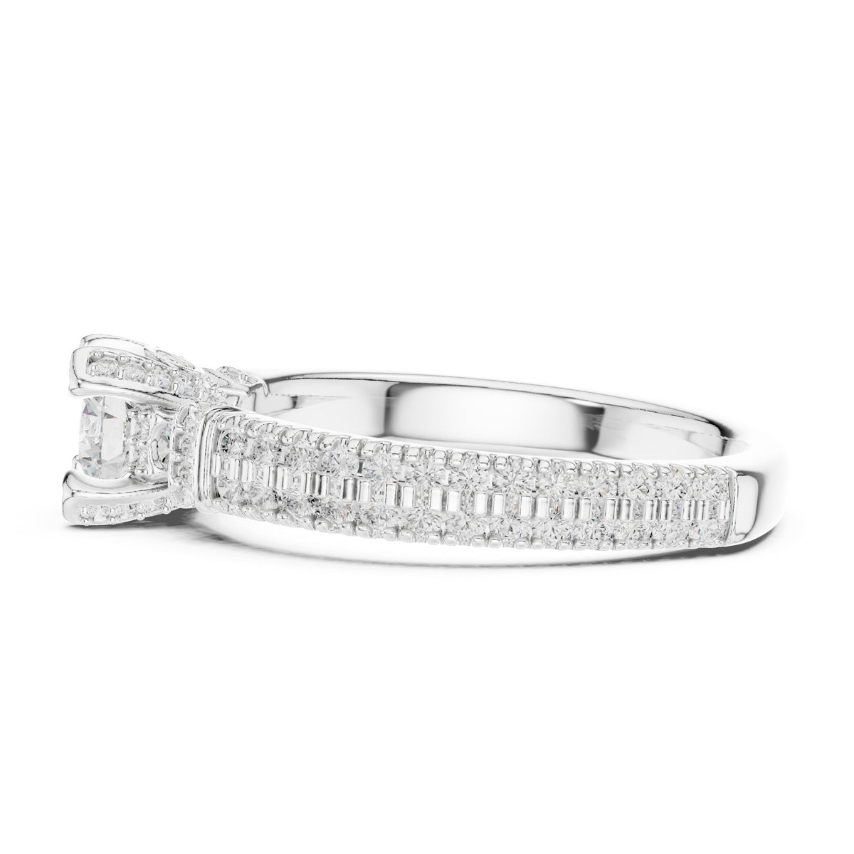 Round Accented Lab Grown Diamond Engagement Ring