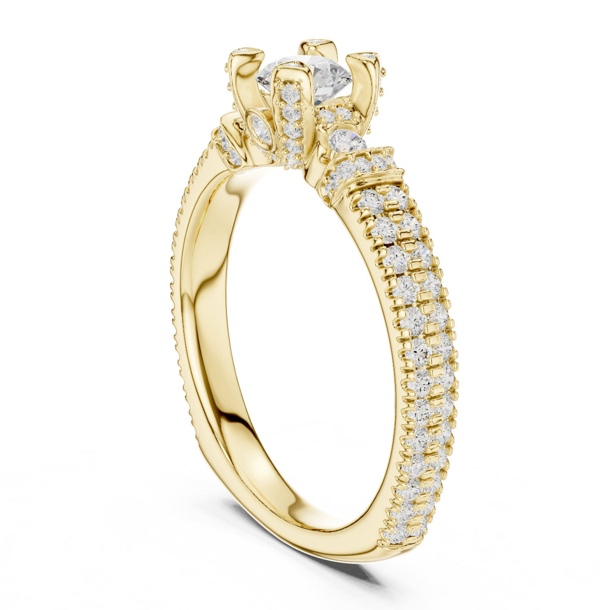 Round Accented Lab Grown Diamond Engagement Ring