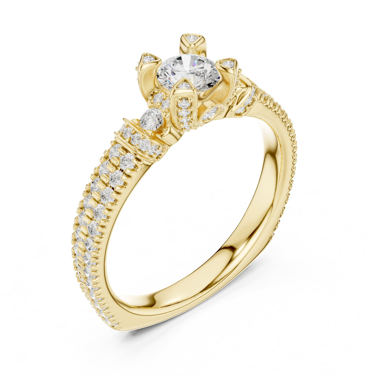 Round Accented Lab Grown Diamond Engagement Ring