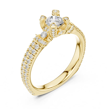 Round Accented Lab Grown Diamond Engagement Ring