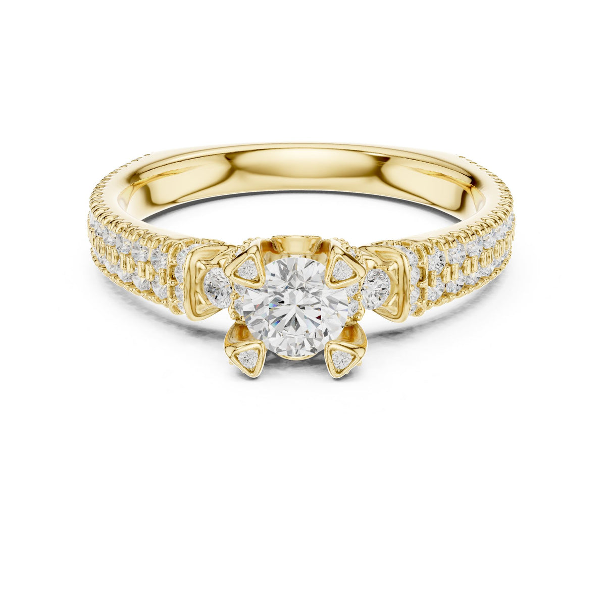 Round Accented Lab Grown Diamond Engagement Ring