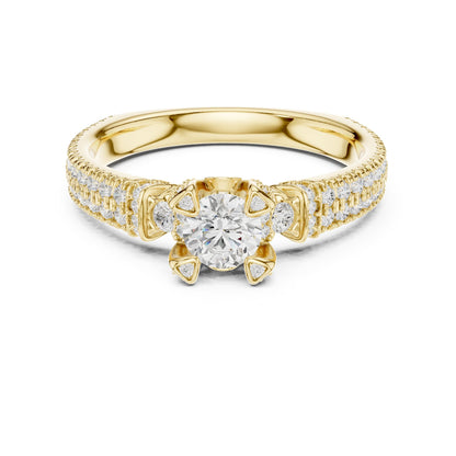Round Accented Lab Grown Diamond Engagement Ring