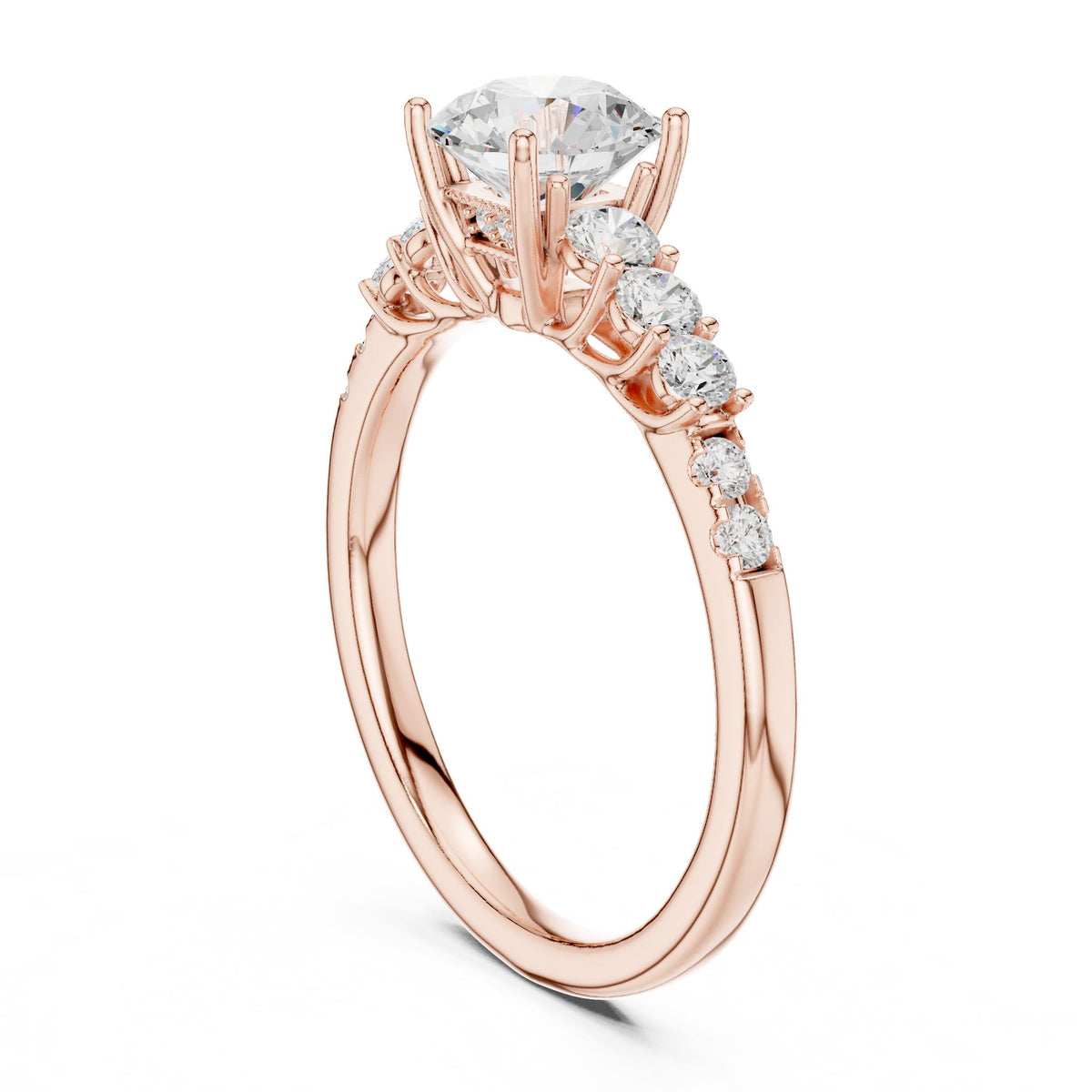 Round Accented Lab Grown Diamond Engagement Ring