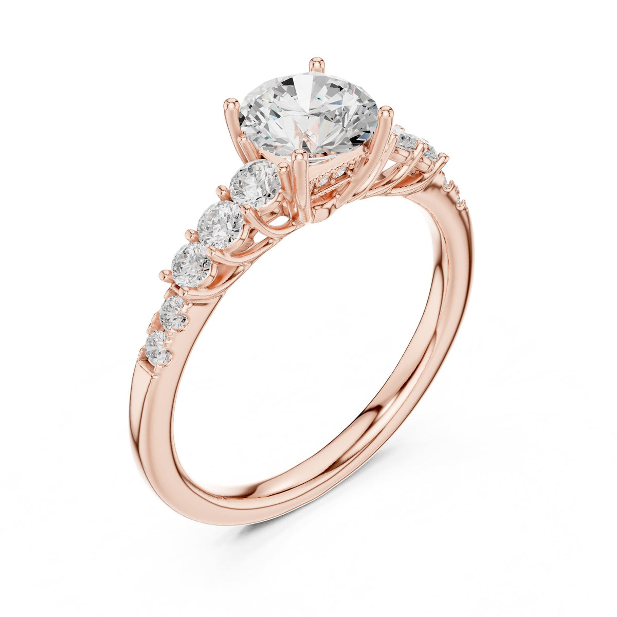 Round Accented Lab Grown Diamond Engagement Ring