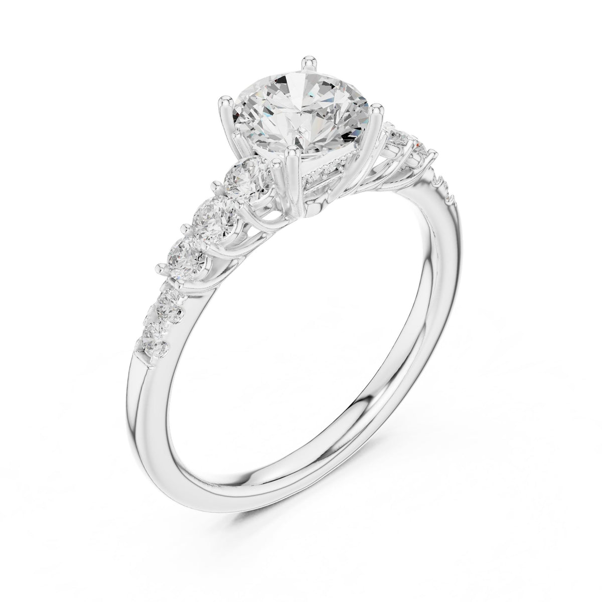 Round Accented Lab Grown Diamond Engagement Ring