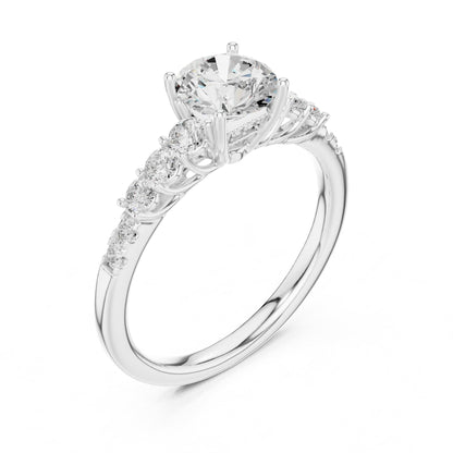 Round Accented Lab Grown Diamond Engagement Ring